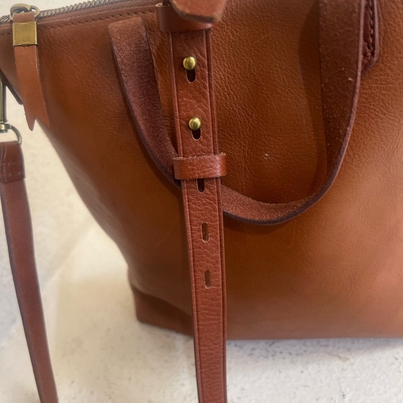 Madewell Transport Brown Tote Crossbody Cognac Leather double handle Bag - Picture 12 of 14